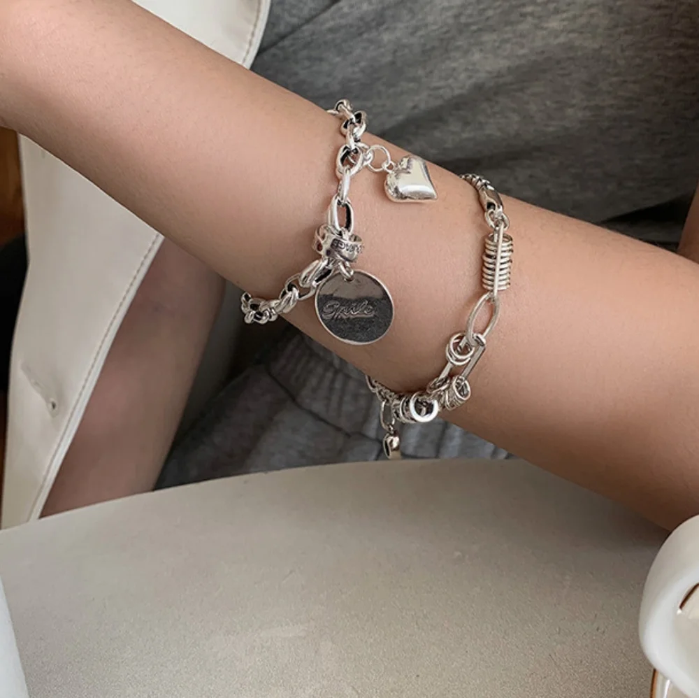 Sterling silver heart SMILE bracelet - Picture 5 of 7